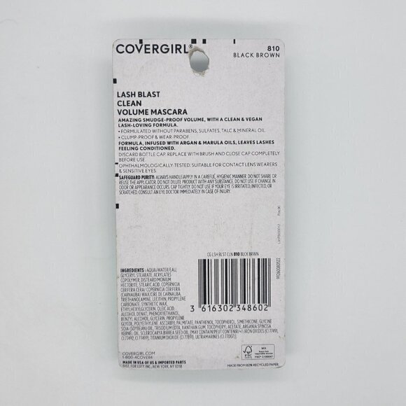 5/$25 NWT CoverGirl Lash Blast Clean Volume Mascara, Black Brown** - Picture 2 of 2